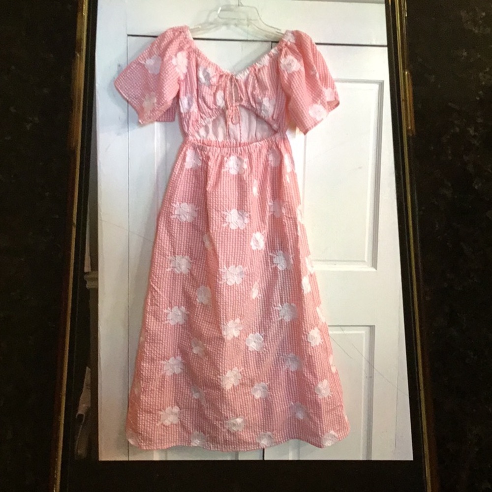 NWOT SABO Nalu Seersucker Off The Shoulder Dress